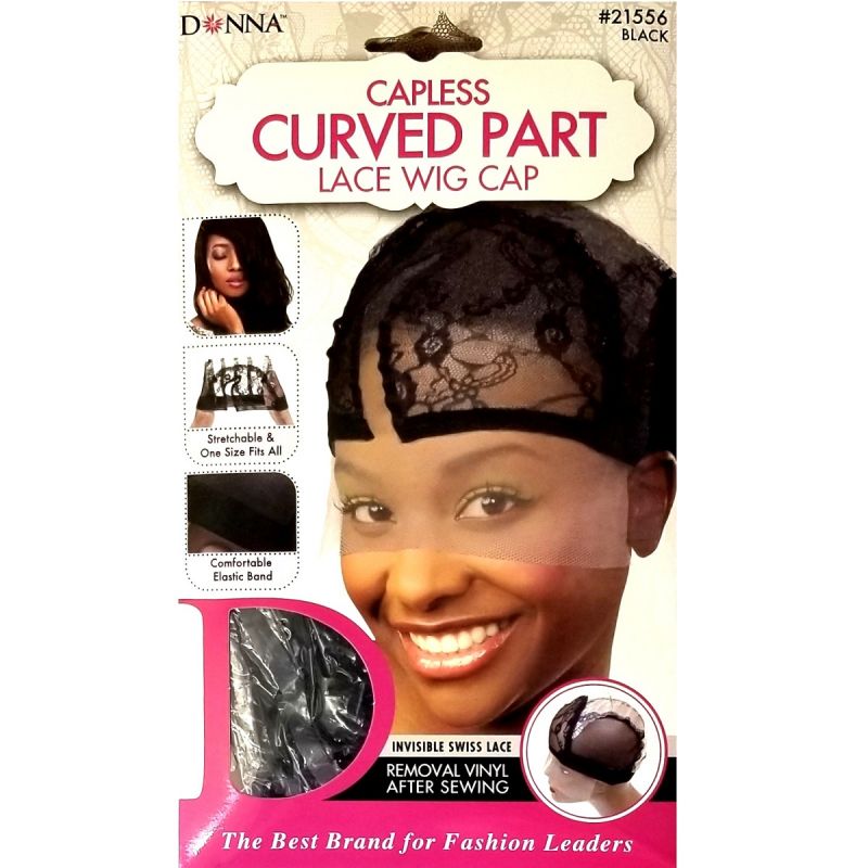 Donna Capless Curved Part Lace Wig Cap Black 21556