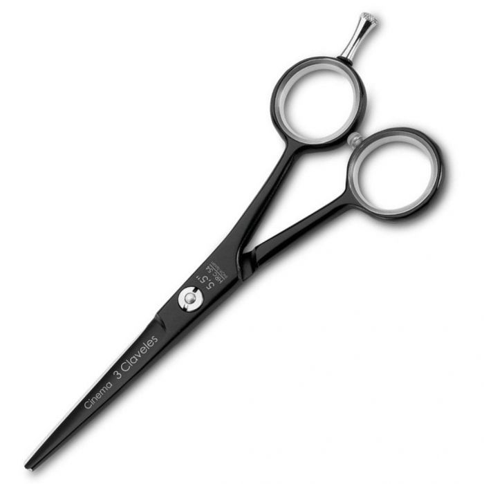 3 Claveles Cinema Hairdressing Scissors + Claw Tweezer 5.5" - Black #19132