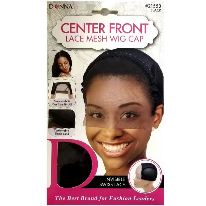 Donna Center Front Lace Mesh Wig Cap Invisible Swiss Lace - Black #21553