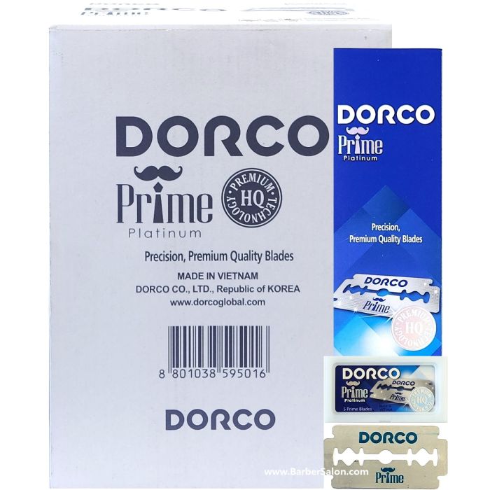 Dorco Prime Platinum Double Edge Blades [Pillar Pack] - 1,000 Blades #STP-301-5P-100 [100 Blades X 10 Box]