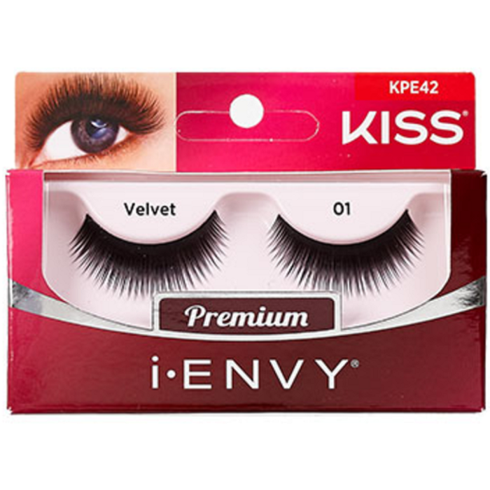 Kiss i-ENVY Premium Human Remy Hair Eyelashes 1 Pair Pack - Velvet 01 #KPE42
