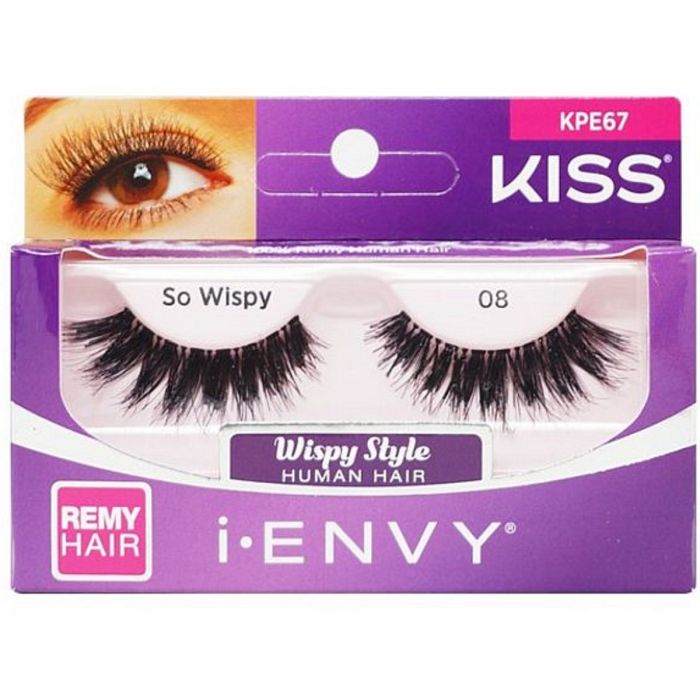 Kiss i-ENVY Premium Human Remy Hair Eyelashes 1 Pair Pack - So Wispy 08 #KPE67