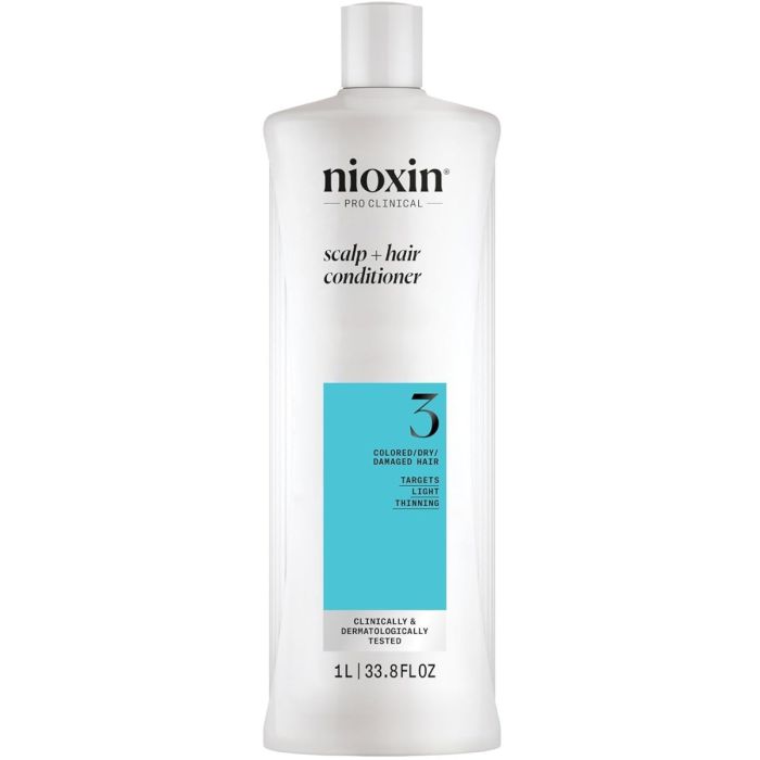 Nioxin Scalp + Hair Conditioner System No.3 - Colored, Dry, Damaged Hair | Targets Light Thinning 33.8 oz