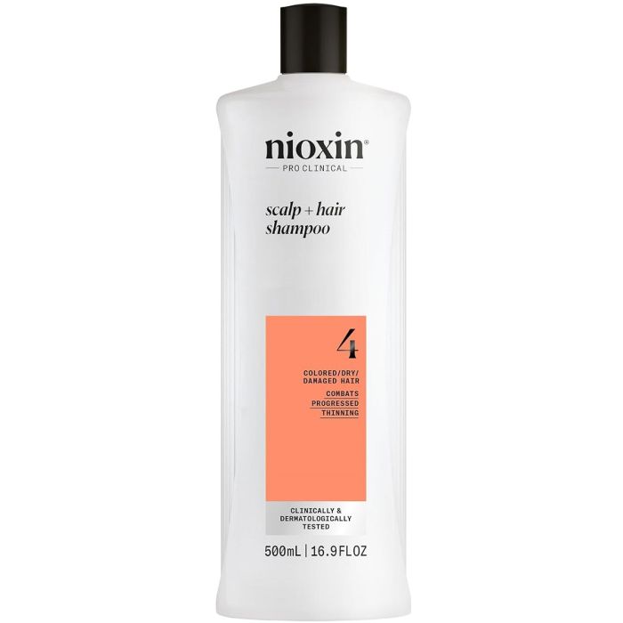 Nioxin Scalp + Hair Shampoo System No.4 - Colored, Dry, Damaged Hair | Combats Progressed Thinning 33.8 oz