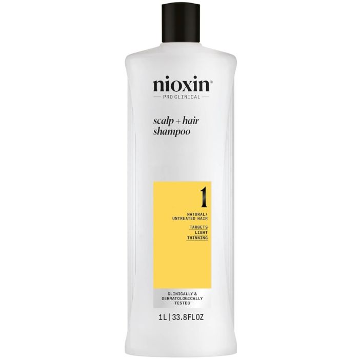 Nioxin Scalp + Hair Shampoo System No.1 - Natural, Untreated Hair | Targets Light Thinning 33.8 oz