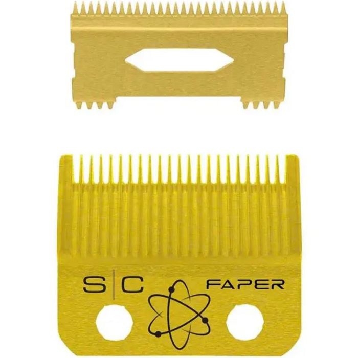 Stylecraft Replacement Fixed Gold Titanium Faper Hair Clipper Blade with Slim Deep Tooth Cutter Set #SC525G