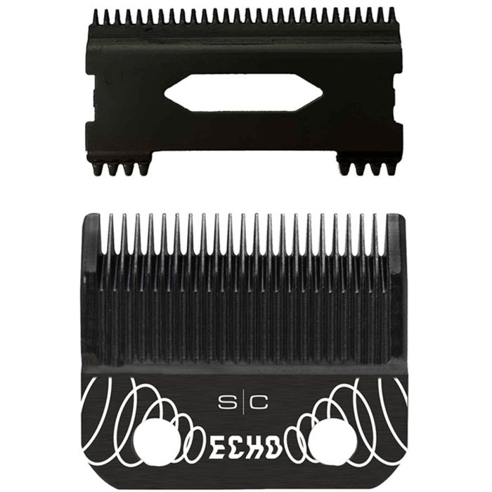 Stylecraft Replacement Echo Faper Fixed Black Diamond Carbon DLC Hair Clipper Blade with Shallow Tooth 2.0 Moving Cutter Set #SC544B