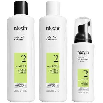 Nioxin 3-Step Scalp Care + Hair Thickening System Kit No.2 - Natural, Untreated Hair | Combat Progressed Thinning [LARGE KIT]