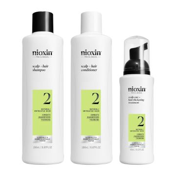 Nioxin 3-Step Scalp Care + Hair Thickening System Kit No.2 - Natural, Untreated Hair | Combat Progressed Thinning [TRIAL KIT]