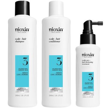 Nioxin 3-Step Scalp Care + Hair Thickening System Kit No.3 - Colored, Dry, Damaged Hair | Targets Light Thinning [LARGE KIT]