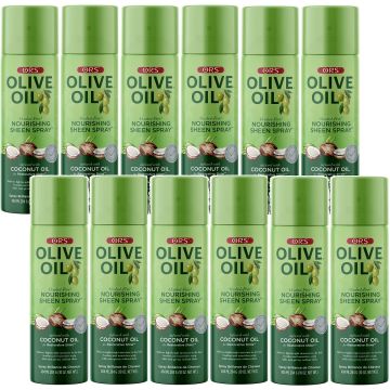 ORS Olive Oil Nourishing Sheen Spray Infused with Coconut Oil 10 oz [12 Pack]