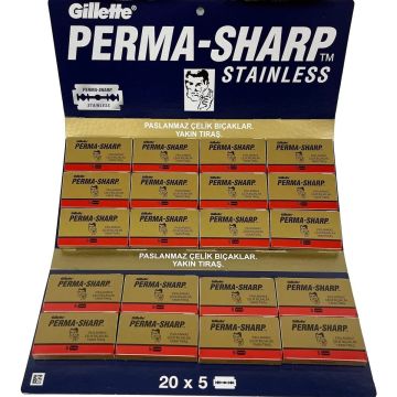 Perma-Sharp Stainless Double Edge Blades - 100 Blades