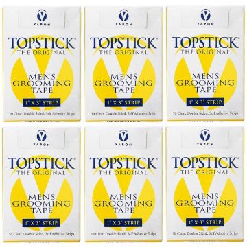 Vapon Topstick - The Original Men's Grooming Tape - 50 Count 1/2 x 3  Double Sided, Self Adhesive, Clear Tape for Toupee and Wig Adhesion - Hypo