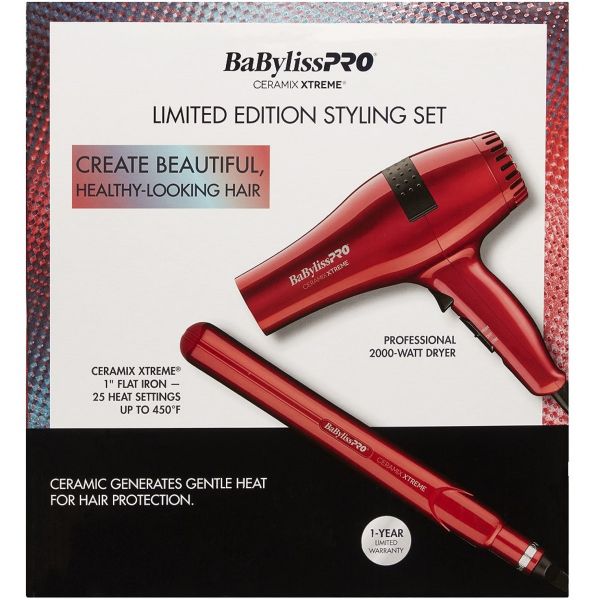 BaByliss Pro LIMITED EDITION Ceramix Xtreme 2000 Watt Dryer 1 Flat Iron Combo CEPP1N 24