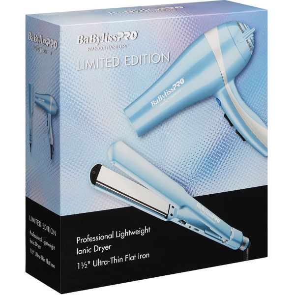 BaByliss Pro LIMITED EDITION Nano Titanium 2000 Watt Ionic Dryer 1 1 2 Ultra Thin Straightening Iron Combo BNTPP58 24