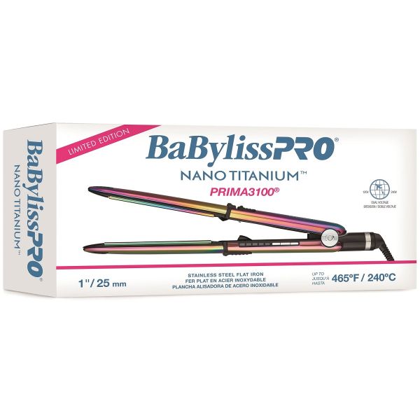 BaByliss Pro LIMITED EDITION Nano Titanium Prima 3100 Stainless Steel Flat Iron Iridescent 1 BNTRB3100TUC Dual