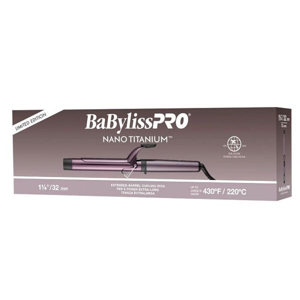 BaBylissPRO Nano Titanium Limited Edition Purple 1.25 inch Extended Barrel Hair Curling Iron