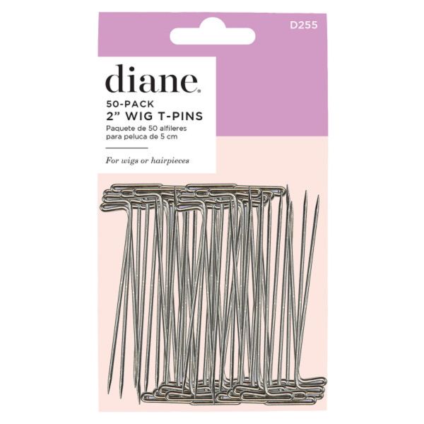 Diane Wig T-Pins 2 Long, Silver (2 Packs of 12) - 24 total - NEW!