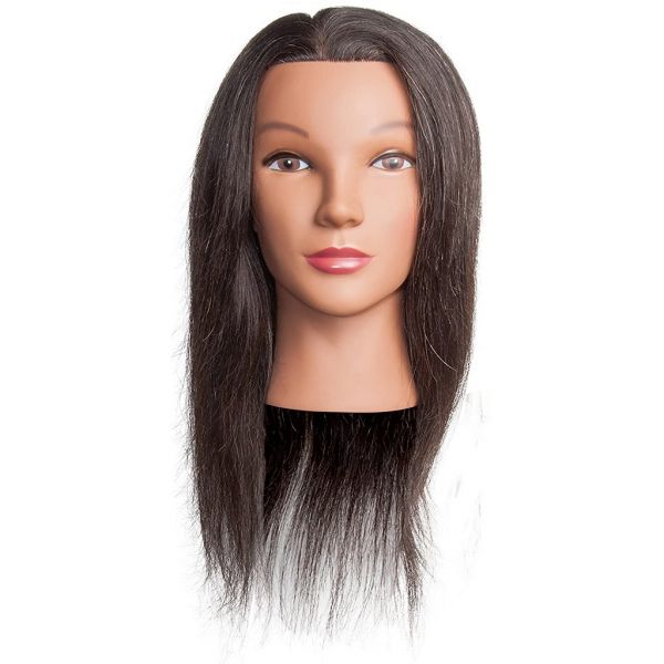 Diane 100% Human Hair Mannequin Head - Black Hair Dark Complexion - Ava 20  - 22 #DMM012