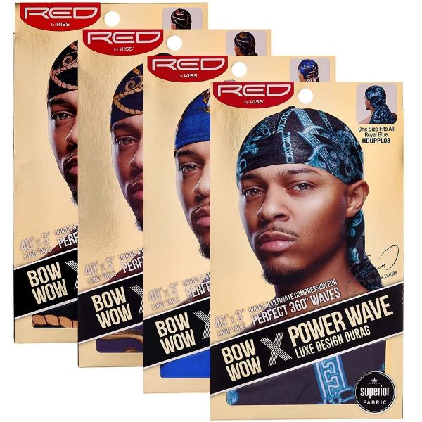 RED by Kiss Bow Wow X Power Wave Extreme Shine Silky Durag for Men Waves  Silky Long Tail Doo Rag Headbands Headwraps (Black)